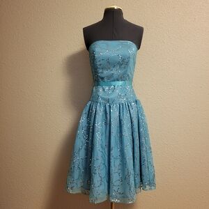 Delaru Aqua-Green Strapless Dress Size 3/4